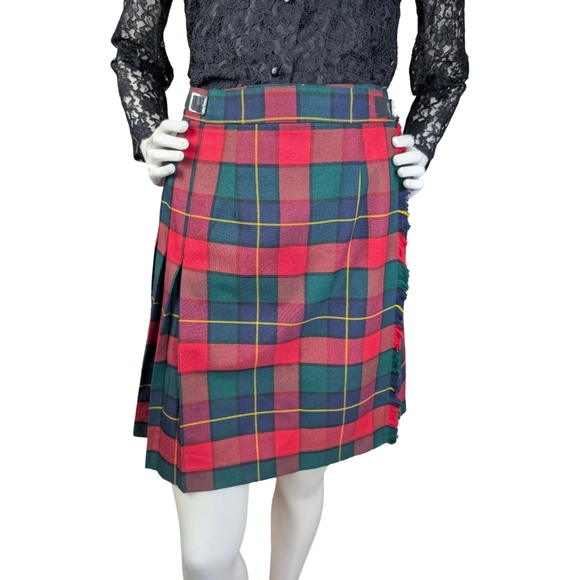 Vintage Womens Plaid Pleated Tartan Skirt/Kilt, 26-27" Waist - Picture 5 of 7